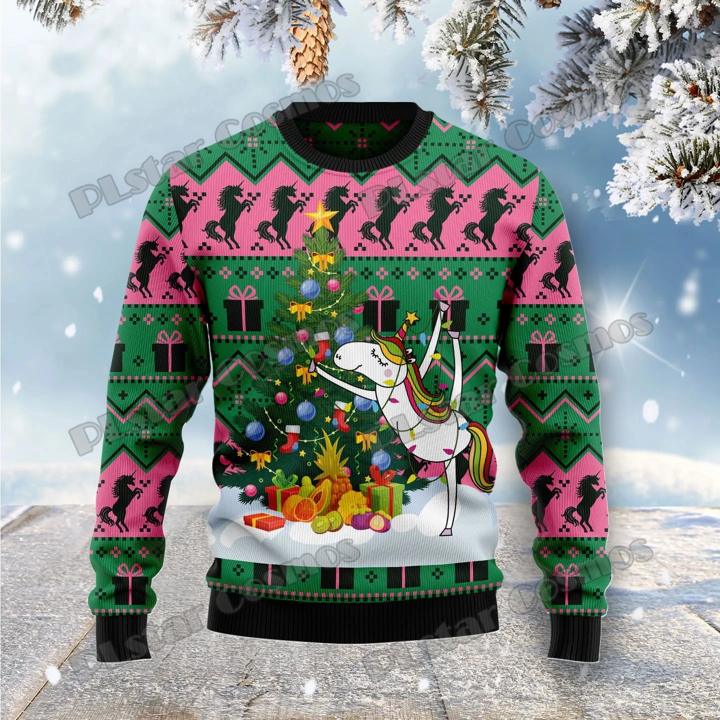 Top Trends: PLstar Cosmos Christmas Tree Unicorn 3D Printed Men&#039;s Ugly Christmas Sweater Winter Unisex Casual Knit Pullover Sweater ZZM33 Shoppable Styles