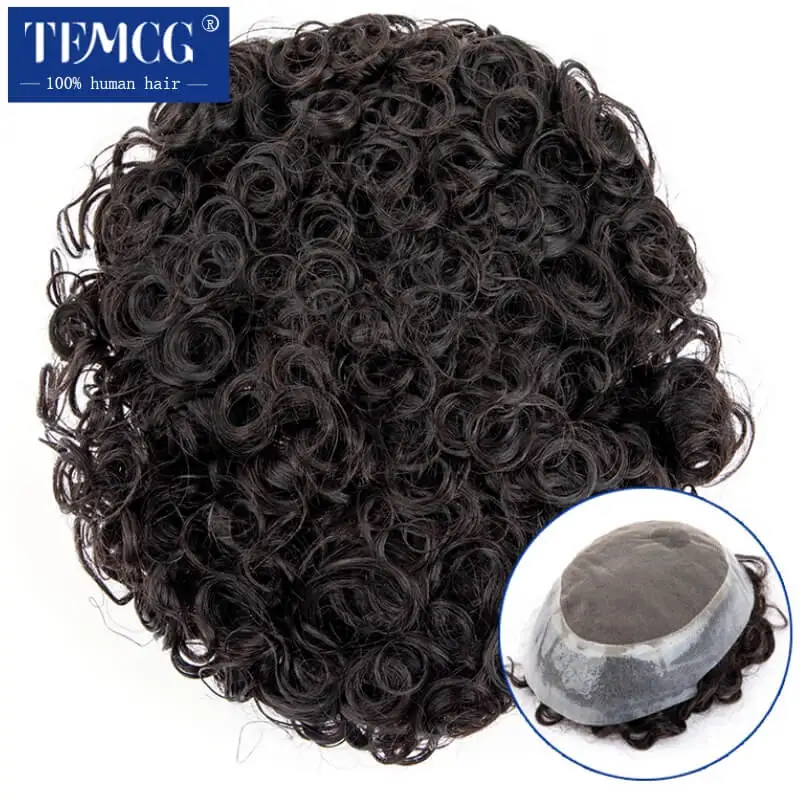 Top Trends: Australia 20mm Curly Hairpiece Male Hair Prosthesis Men Toupee 100% Natural Human Hair Toupee Male Wig Exhuast Systems Men Wig Shoppable Styles