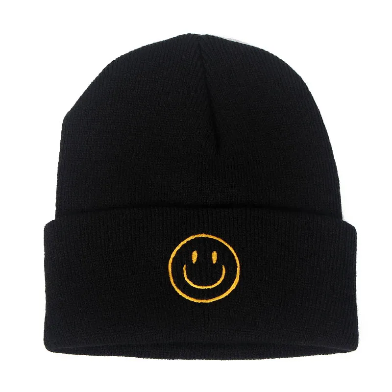 Top Trends: Smile Ladies Beanies For Men Beanie Hat Women Winter Hats Warm 2023 Black Embroidery Letter Unisex Hip Hop Skullies Knitted Cap Shoppable Styles