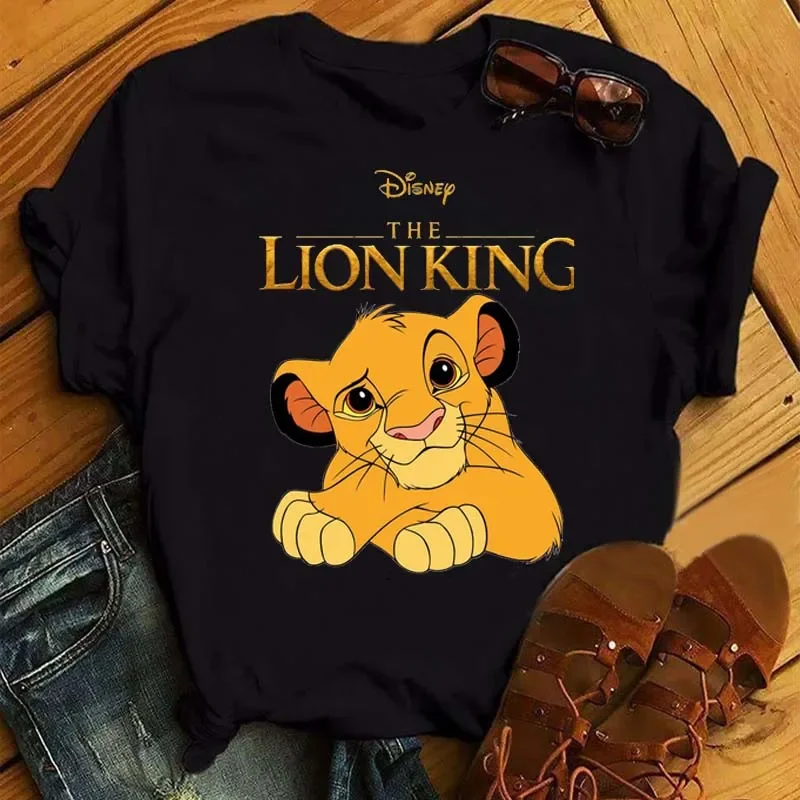 Top Trends: Women T-shirt Kawaii Lion King Printed T Shirts Disney Casual Simba Funny Clothing Harajuku Women Tees Cute Cartoon Tops Y2k Shoppable Styles