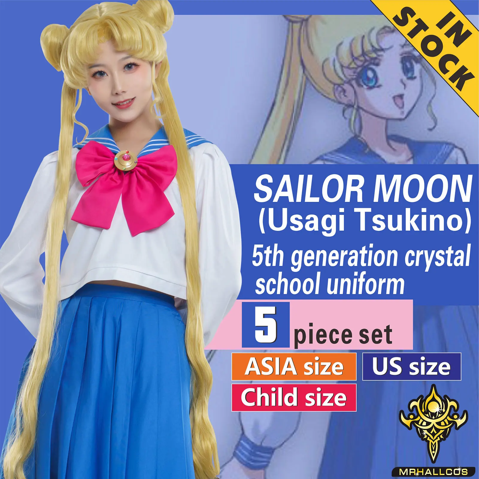 Top Trends: MRHALLCOS Anime Cosplay Sailor Usagi Tsukino Moon Crystal School Uniform Outfits Costume Halloween JK Party Kid Adult Women Plus Shoppable Styles