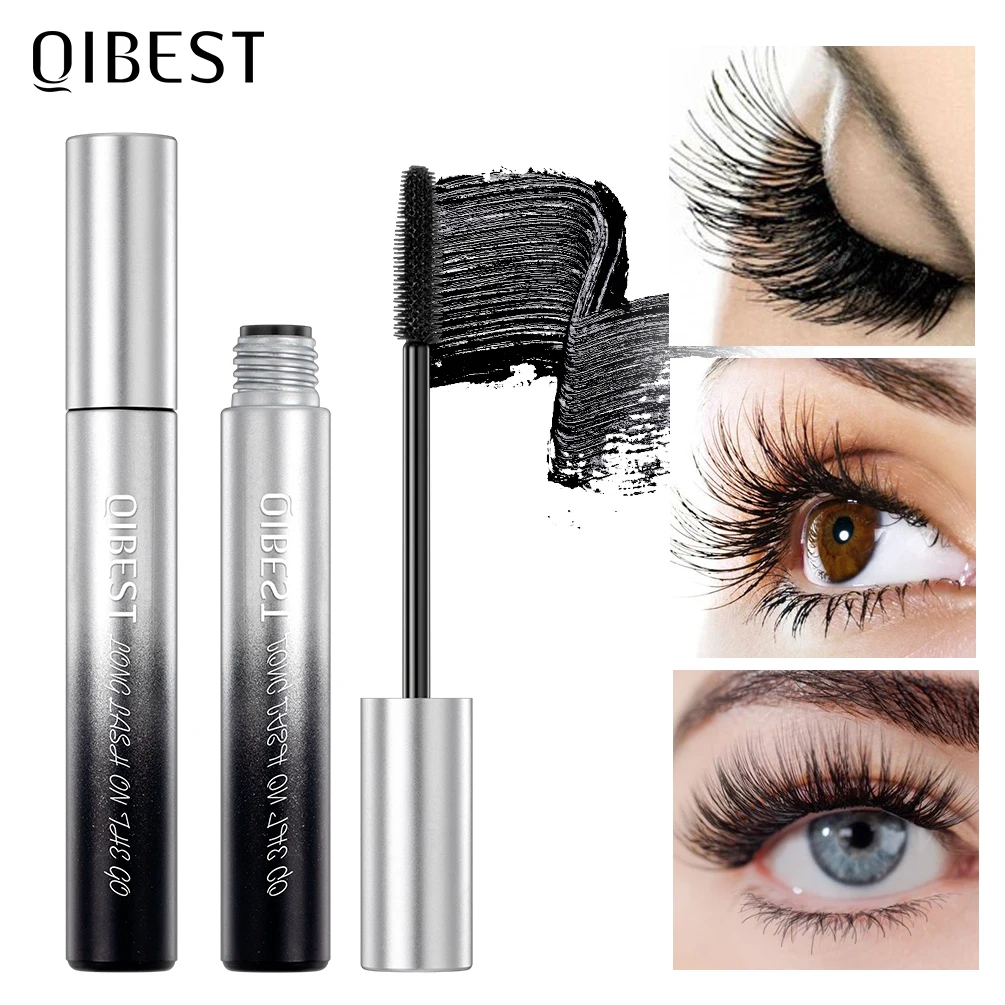 Top Trends: QIBEST New Black Mascara Waterproof Lengthens Eyelashes Extension Non-smudge Lengthening Volume 4D Silk Fiber Mascara Cosmetics Shoppable Styles