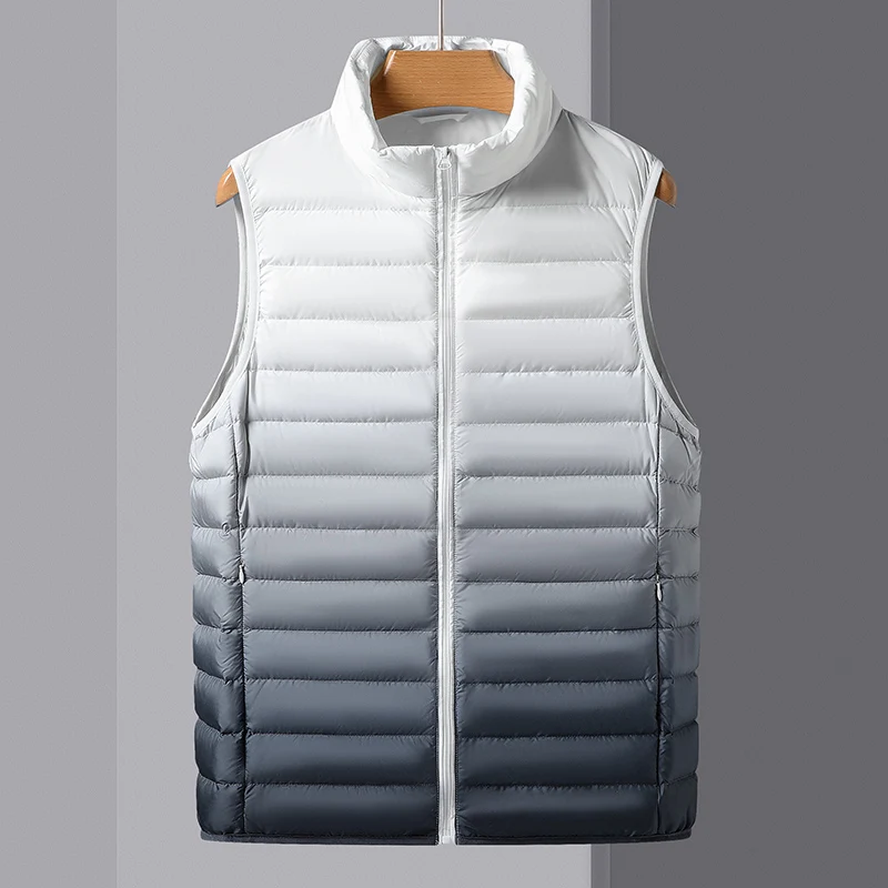 Top Trends: Ultra Light Down Vests Men 90% White Duck Down Gradient Winter Vests Fashion Portable Sleeveless Waistcoat Homme Warm Parkas Shoppable Styles