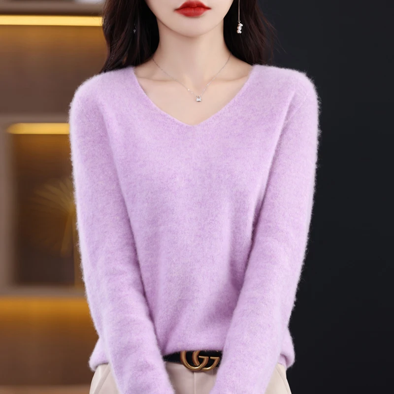 Top Trends: Cashmere Sweater Women's 100% Merino Wool V-Neck Fashion Pullover Winter And Autumn Pullover Basic Knitted Top Wholesale Discount Shoppable Styles