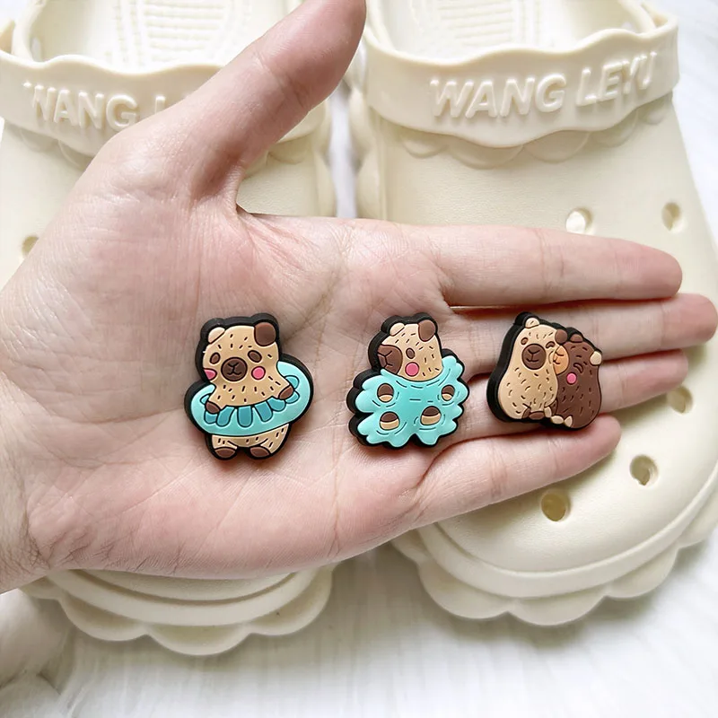 Top Trends: Single Sale 1pcs Cute Animal Capybara Shoe Charms PVC Accessories DIY Shoe Decoration For Croc JIBZ Kids X-mas Gifts Shoppable Styles - Image 2