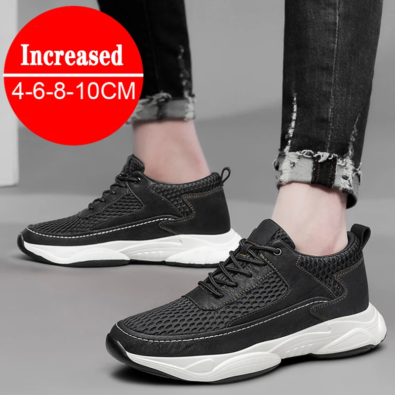 Top Trends: Breathable Sneakers Man Elevator Shoes Height Increase Insole 8cm Black Taller Shoes Men Leisure Fashion Sports Plus Size 37-44 Shoppable Styles