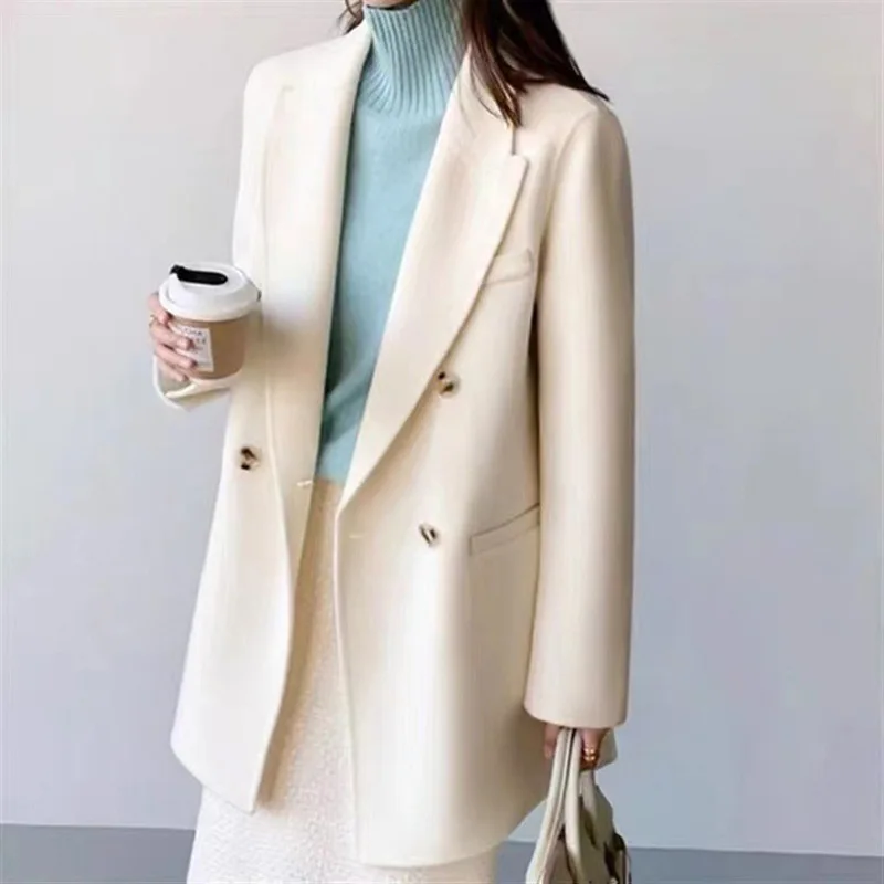 Top Trends: 2023 New Wool Coat Women&#039;s Double Breasted Double-sided Jacket Commuter European And American Mid Length Suit Collar Coat Shoppable Styles