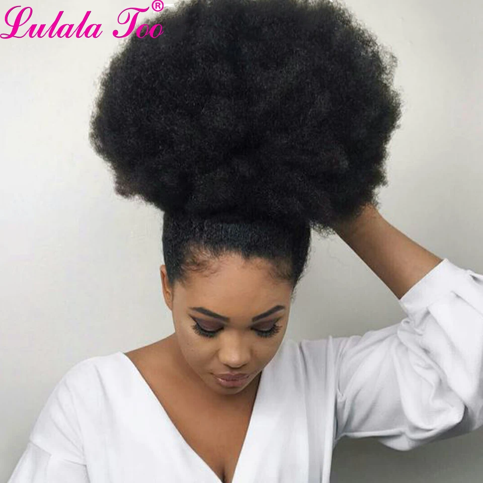 Top Trends: 10inch Afro Puff Human Hair Bun Drawstring Ponytail Human Hairpiece Kinky Curly Clip In Extensions Yepei Pony Tail Shoppable Styles