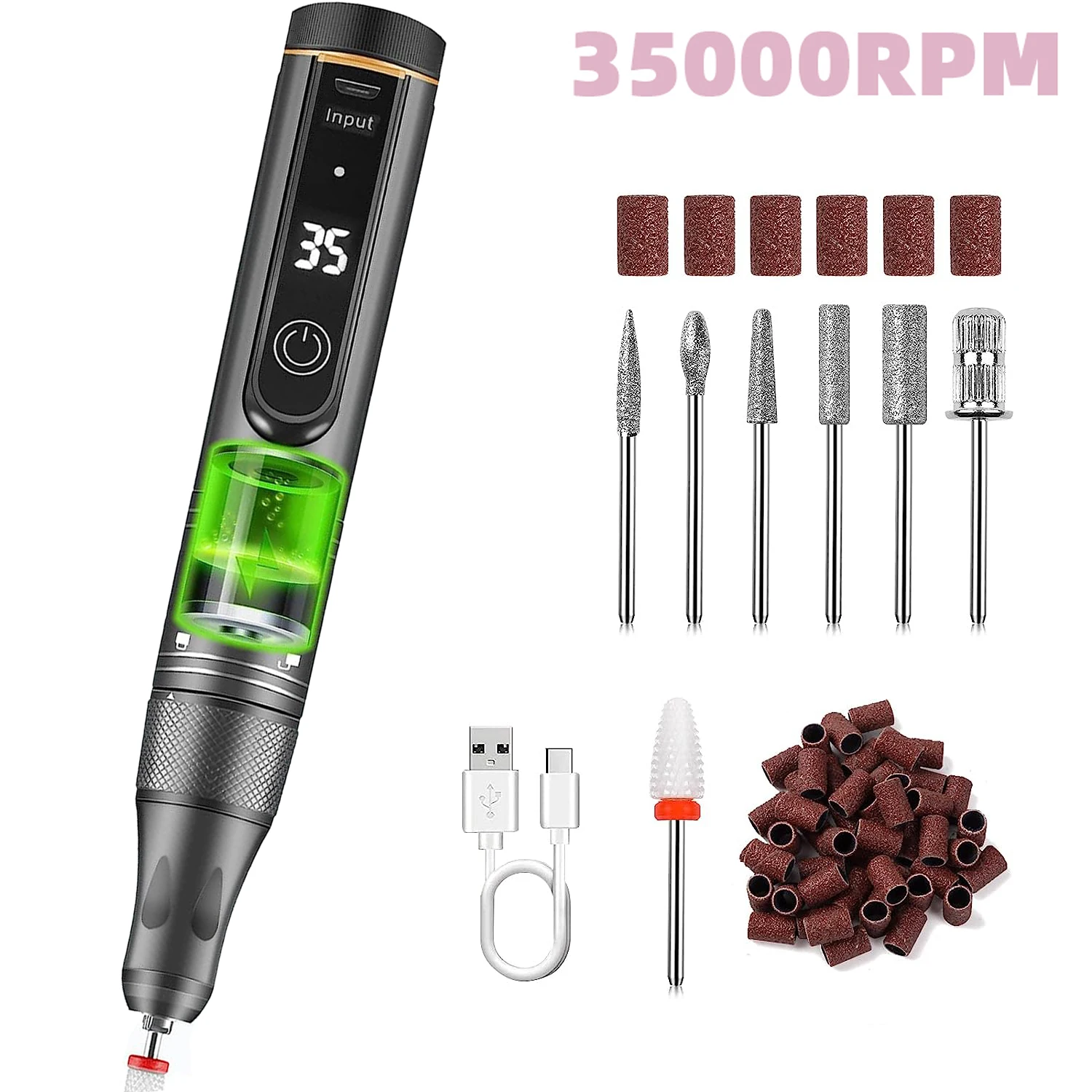 Top Trends: 35000RPM Cordless Nail Drill Machine For Gel Polish Electric Nail Sander Rechargeable Manicure Machine Nails Salon Accessories Shoppable Styles