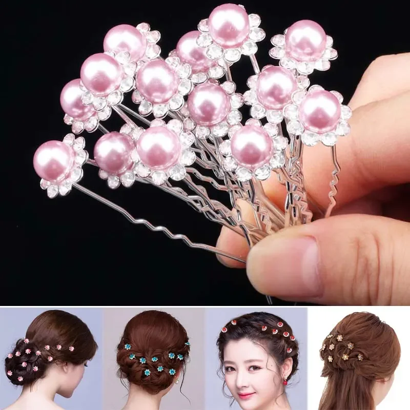 Top Trends: 10pcs Women U-shaped Hairpins Wedding Bridal Crystal Pearl Tiara Hair Accessories Metal Barrette Hair Clip Hairstyle Design Tool Shoppable Styles