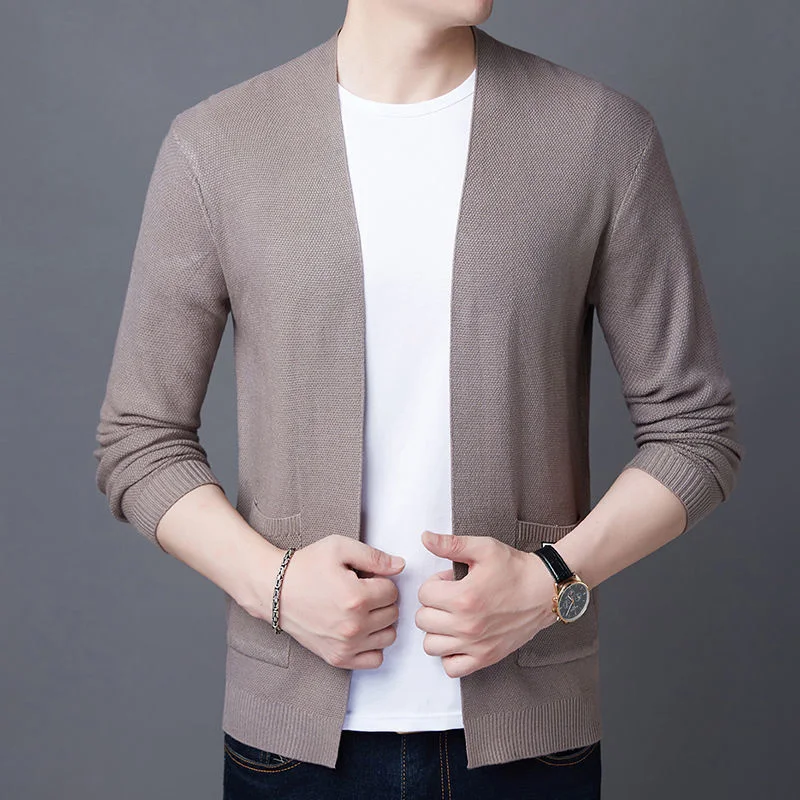 Top Trends: Fashion Loose Knitted Pockets Casual Cardigan Sweaters Men's Clothing 2023 Autumn New Korean Tops All-match Coat Shoppable Styles - Image 2