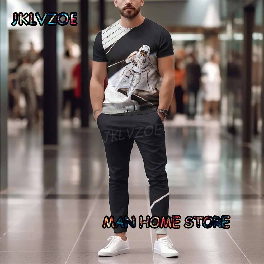 Top Trends: Summer Men's Trend Santa Claus Tracksuit 2 Piece Sets 3D Printing T Shirts+ Pants Fashion Short Sleeve Trousers Male Unisex Suit Shoppable Styles - Image 4