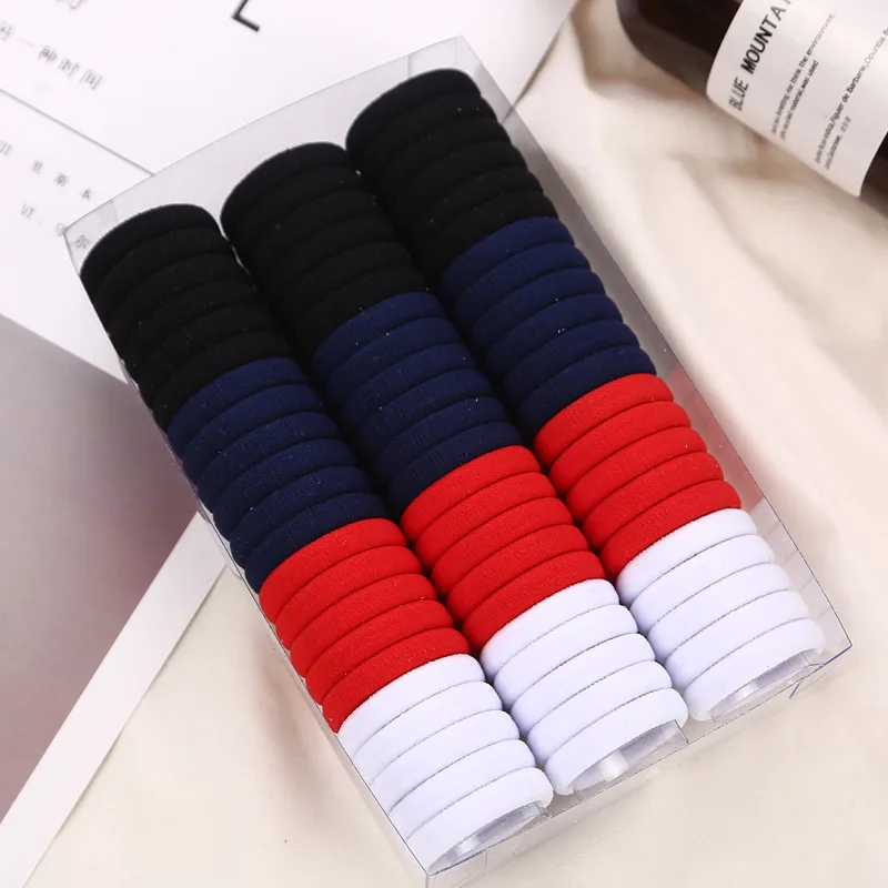 Top Trends: 66pcs / lot Fashion Girls Children Solid Colors Plain Nylon Elastic Hair Bands Black White Candy Colors Rubber Bands Headwear Shoppable Styles