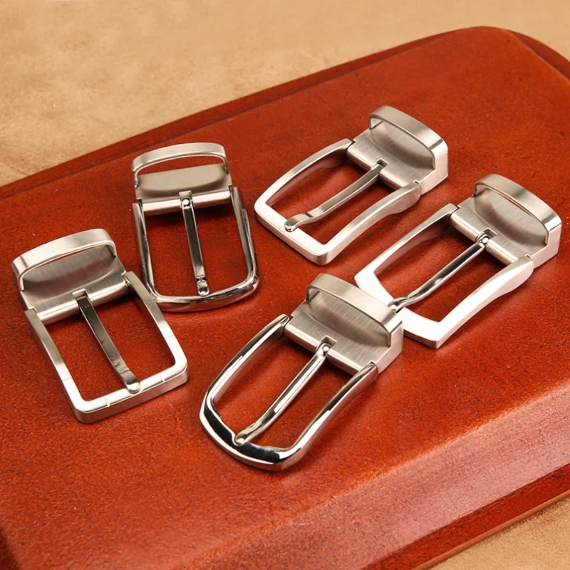 Top Trends: 1pcs 34mm Metal Brushed Men Belt Buckle Clip Buckle Rotatable Bottom Single Pin Half Buckle Leather Craft Belt Strap Shoppable Styles