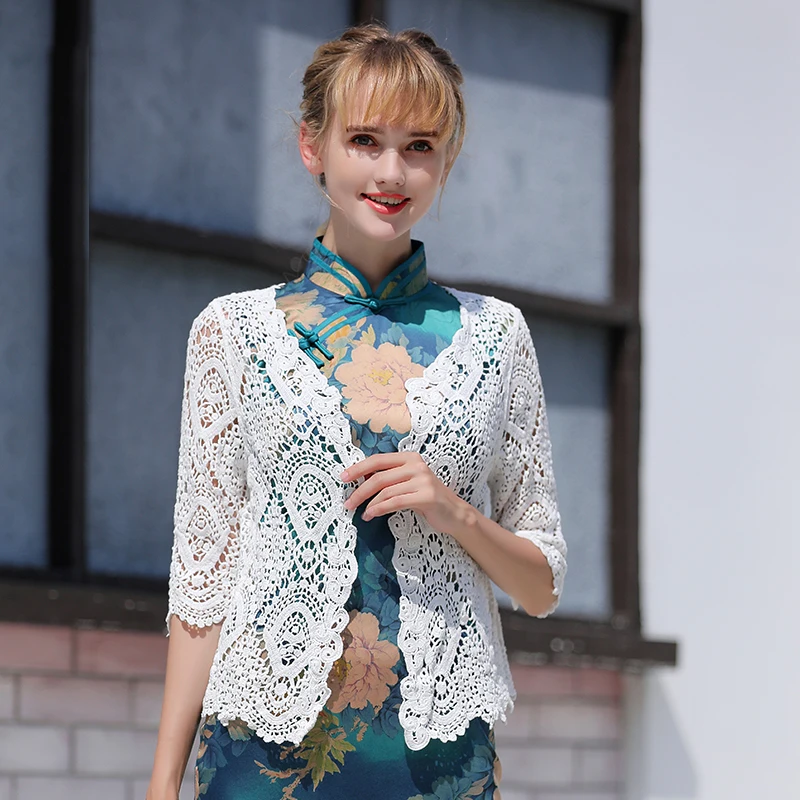 Top Trends: Women Cotton Crochet Cute Tops Floral Embroidery Chiffon Sleeve Cover Up Crop Tops Summer Beach Style Sweet Retro Tops Shoppable Styles