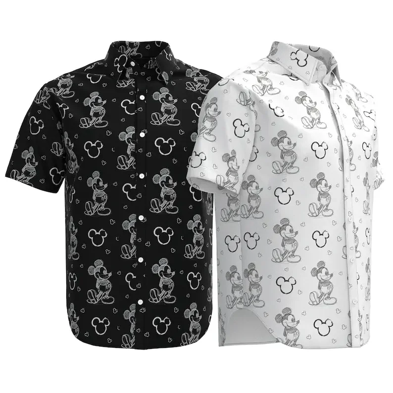 Top Trends: 2023 New Disney Hawaiian Shirt Fashion Mickey Mouse Sketch Doodle Shirt Disneyland Short Sleeve Button Shirt Casual Shoppable Styles