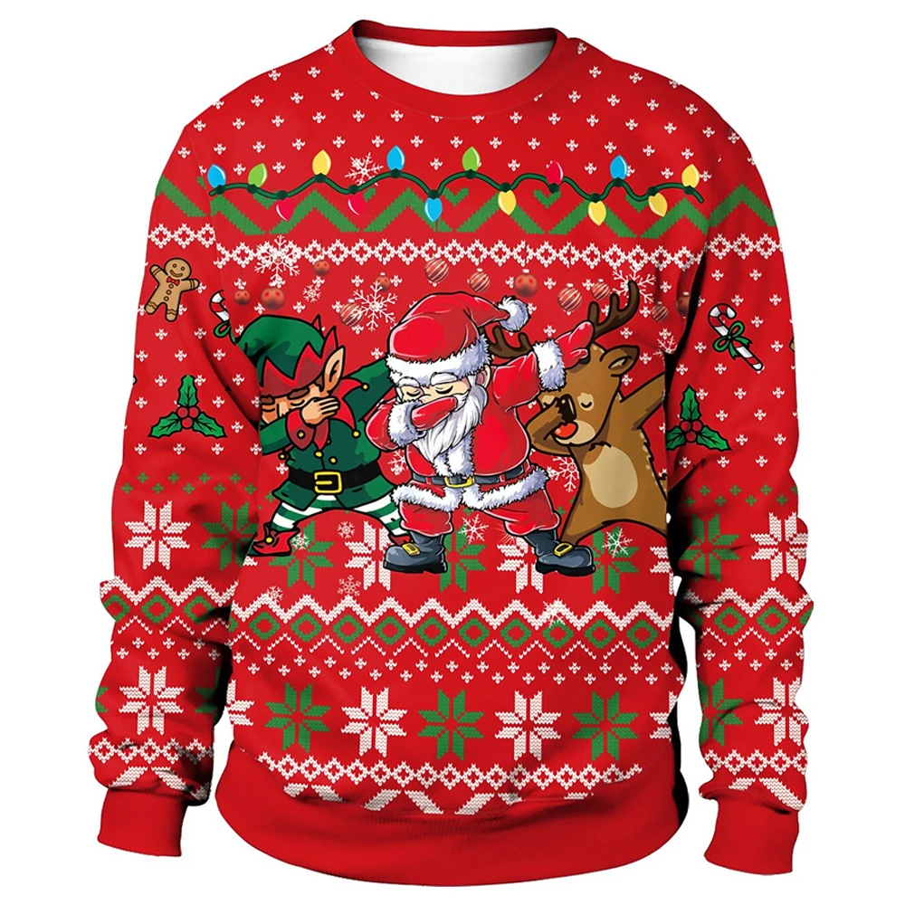 Top Trends: Christmas Pullovers Sweaters For Men Christmas Reindeer 3D Printed O-Neck Sweater Top Couple Clothing Holiday Women Sweatshirts Shoppable Styles