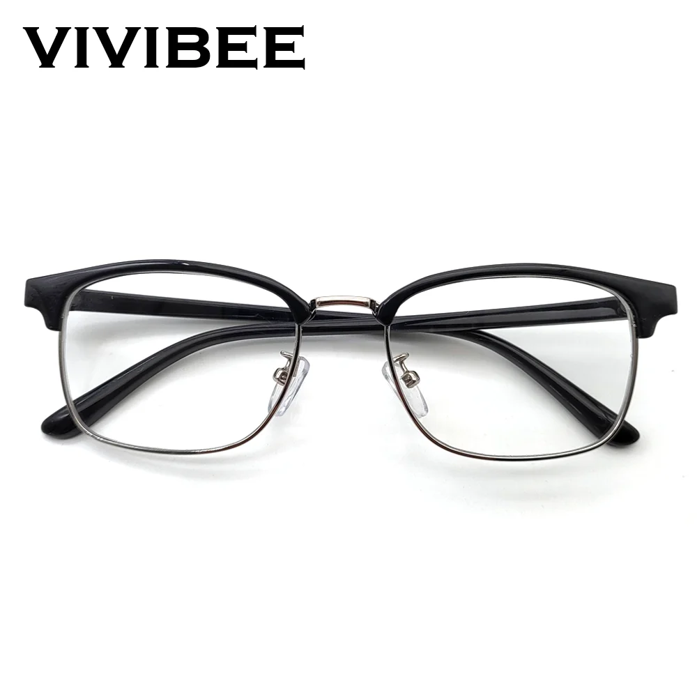 Top Trends: VIVIBEE Classic Semi Rimless Anti Blue Light Blocking Glasses Men Square Ray Filter Computer UV400 Protection Women Eyeglasses Shoppable Styles