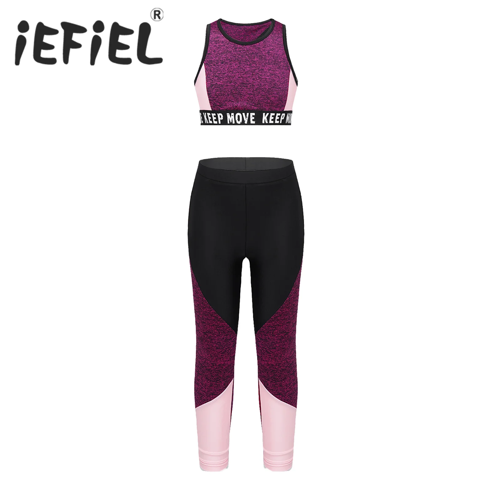 Top Trends: IEFiEL Kids Girls Ballet Stage Dancewear Sets Outfits Stretchy Sleeveless Tank Tops Sport Yoga Running Gym Workout Leggings Sets Shoppable Styles