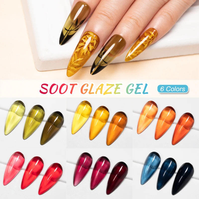 Top Trends: PUENTE Jelly Amber Gel Nail Polish 7.5ML Translucent Soot Glaze Gel Soak Off UV Nail Art Gel Manicure Semi Permanent Varnish Shoppable Styles - Image 2