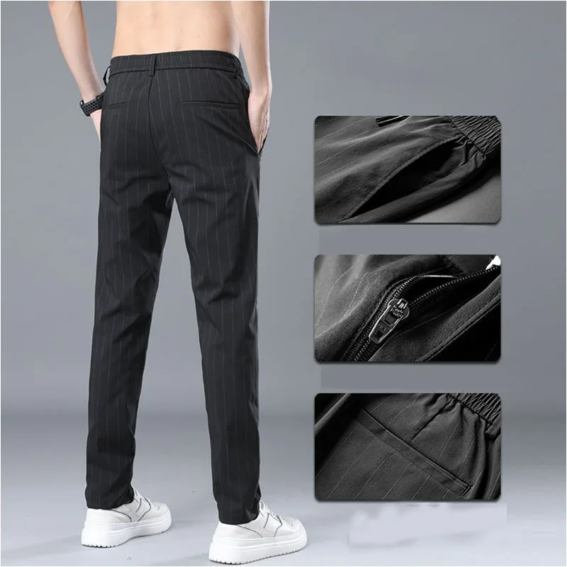 Top Trends: Spring Summer Men Thin Striped Business Suits Pants Streetwear Fashion Male Clothes Elastic Loose Casual Straight Trousers 28-38 Shoppable Styles - Image 4