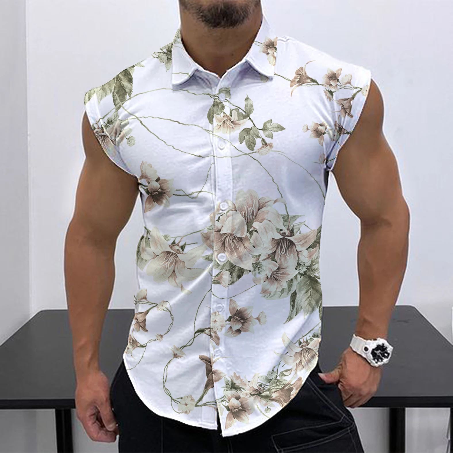 Top Trends: 2023 Summer New Men's Sleeveless Shirt Fashion Trend HD 3D Printing Street Leisure Beach Holiday Party Button Quick Drying Shirt Shoppable Styles