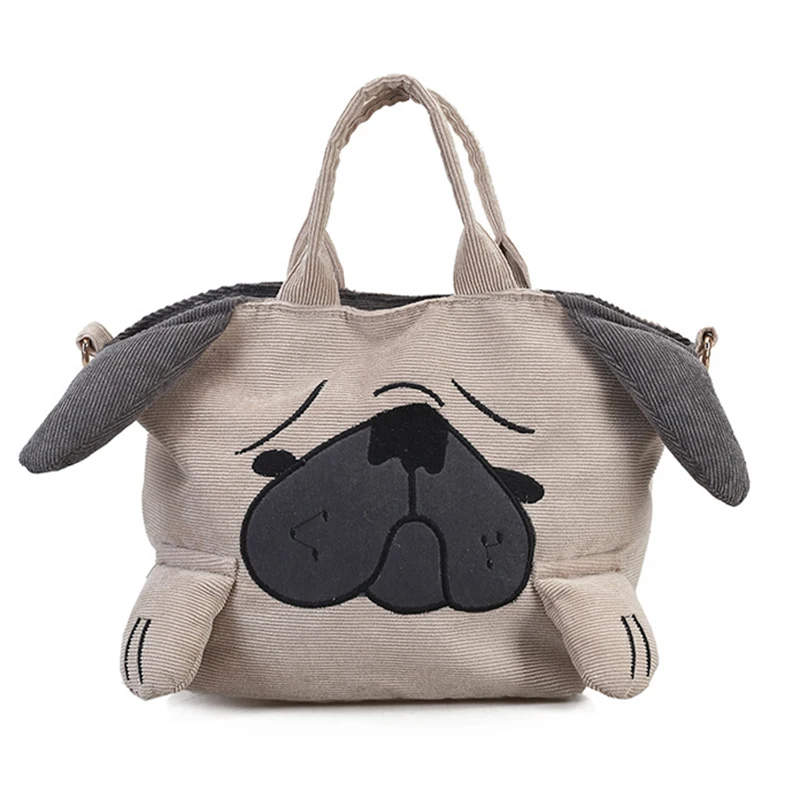 Top Trends: Cute Animal Handbags For Women Casual Travel Large Capacity Totes Shoulder Bags Pug Dog Corduroy Messenger Bag Feminine Bolsas Shoppable Styles