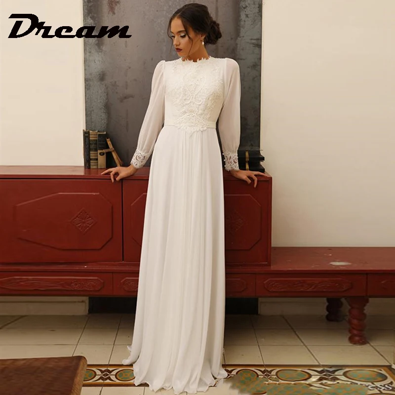 Top Trends: DREAM Elegant Muslim Boho Wedding Dress 2023 Long Sleeves High Neck Vintage Bridal Dress Lace Appliques Vestido De Noiva Shoppable Styles