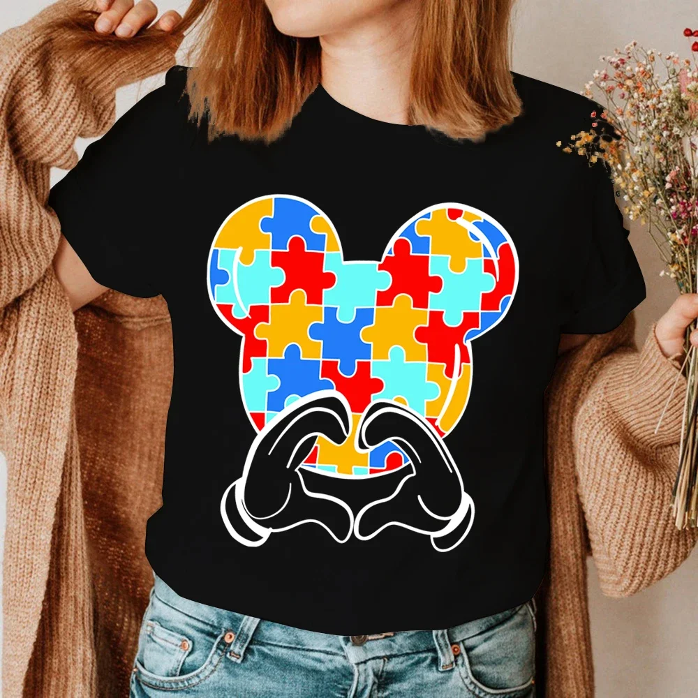 Top Trends: Hand Heart Gesture Print Women Tshirts Autism Awareness Tops Casual Funny T Shirt Clothes For Lady Yong Girl Top Tee Hipster Shoppable Styles