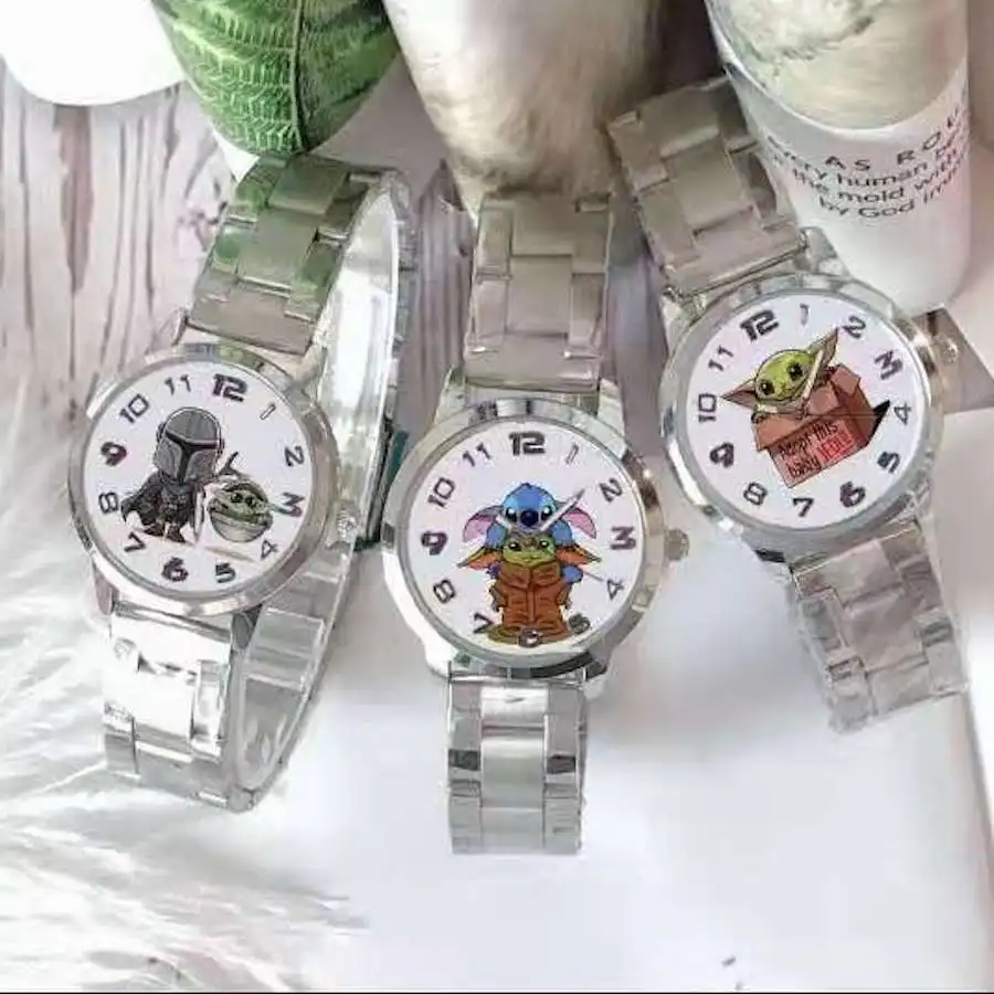 Top Trends: New Disney Children&#039;s Watch Anime Character Yoda Baby Student Girls Boys Steel Band Cartoon Waterproof Quartz Watch Shoppable Styles