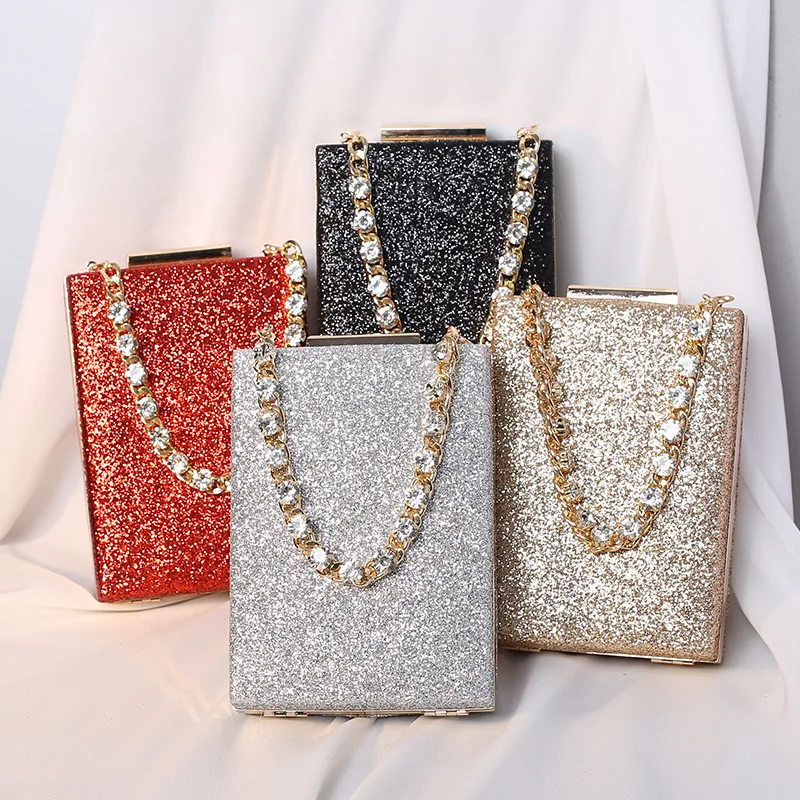 Top Trends: Women Glitter Evening Clutch Bags Fashion Diamond Chain Banquet Wallets Wedding Dinner Handbags Mobile Phone Purse Party Gifts Shoppable Styles