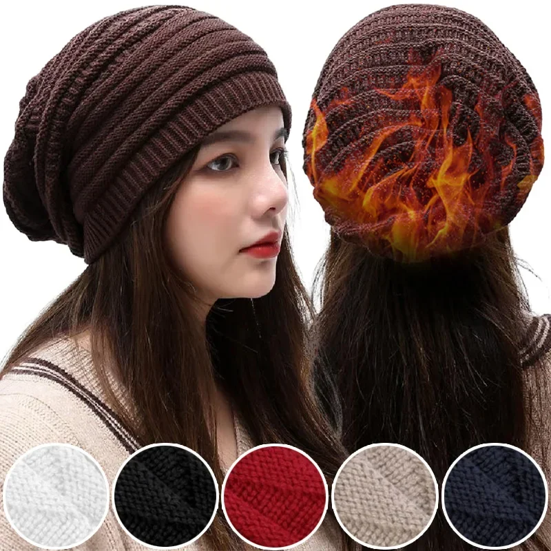 Top Trends: Women Baggy Slouchy Caps Winter Knitted Beanies Hat Classical Skullies Ladies Fordable Woolen Cap Ear Warmer Bonnet Berets Shoppable Styles