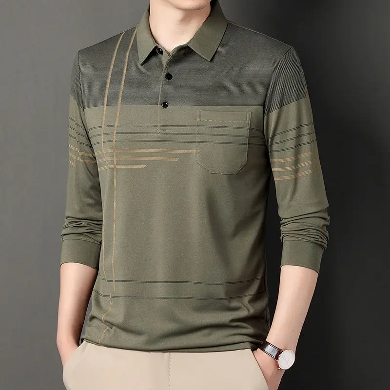 Top Trends: Streetwear Fashion Men Striped Polo Shirts Spring Autumn New Cotton Male Clothes Pockets Long Sleeve Casual Loose Business Tops Shoppable Styles