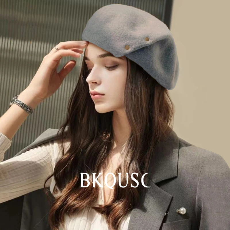 Top Trends: Premium Aussie Wool French Beret Women's Hat Elegant Vintage Painter Beautiful Berets Woman Luxury Stylish Soft Artist Beret Hat Shoppable Styles