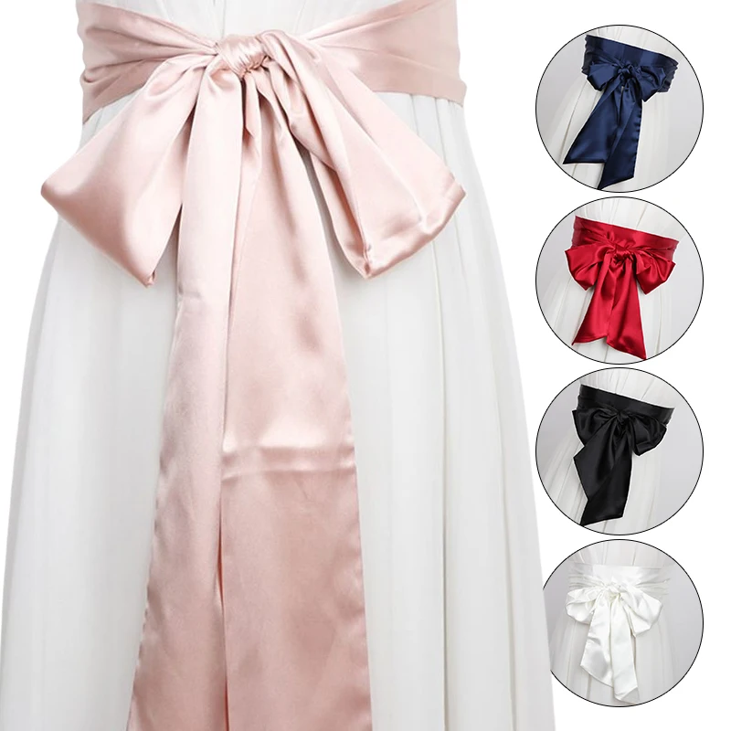 Top Trends: Satin Silk Wide Belt Women 250cm Long Japanese Style Lace Up Waistbands Satin Corset Belts Ribbon Cummerbund Shoppable Styles - Image 3