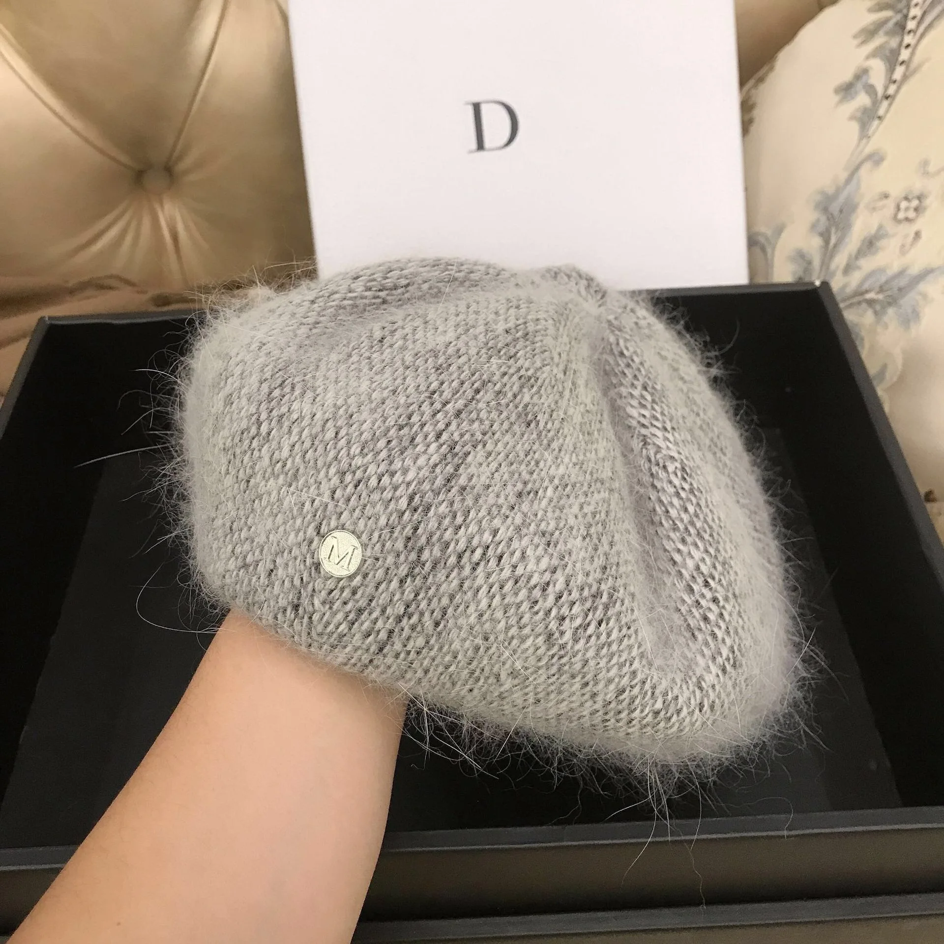 Top Trends: Angora Rabbit Fur Winter Women Knitted Beret Fashion Letter M Wool Berets Lady Warm Waking Bonnet Beanie Girl's Painter Hat Shoppable Styles - Image 2