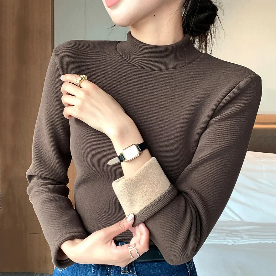 Top Trends: Women Cashmere Sweater 2023 Winter Thicken Warm O-neck Thermal Jumper Casual Pullovers Solid Fleece Tops Basic Bottoming Shirts Shoppable Styles - Image 3