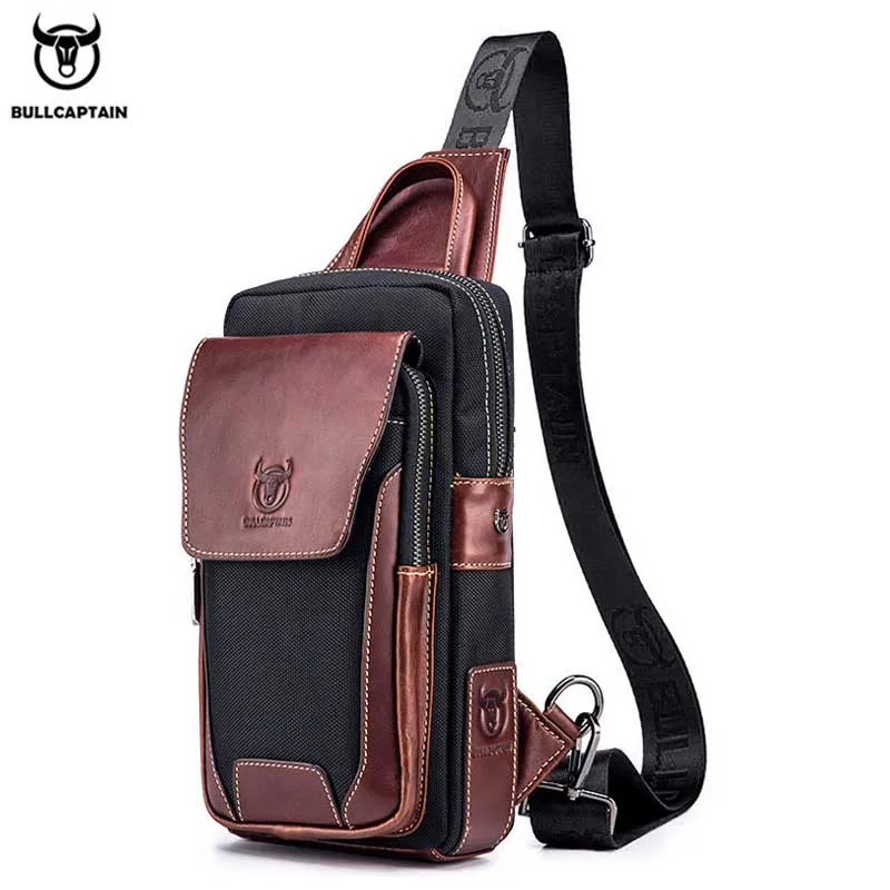 Top Trends: BULLCAPTAIN Men Chest Bag Head Layer Cowhide Men's Bag Casual Fashion Chest Belt Bag Popular Styles Business Shoulder Bag Shoppable Styles