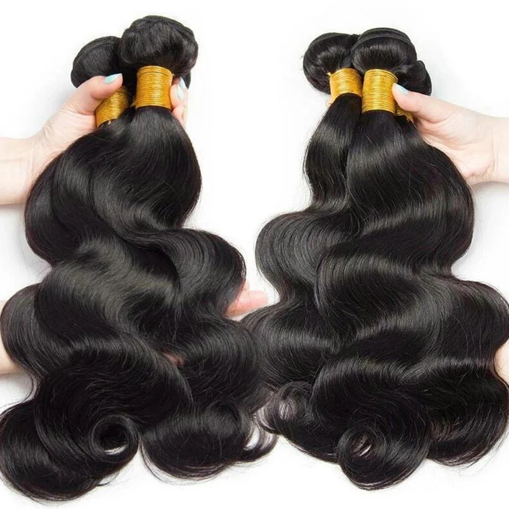 Top Trends: Indian Body Wave Bundles Human Hair Weaving Natural Black 1 / 3 / 4 Bundles For Women Raw Hair Extensions 28 30 Inch Wholesale Shoppable Styles