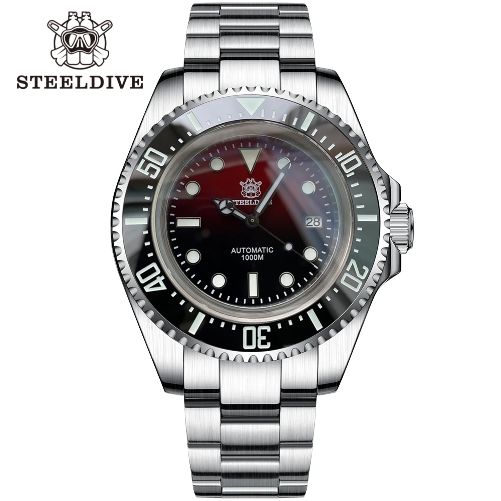 Top Trends: SD1964 Steeldive Brand 2023 Red-Black 45.4MM Men Sapphire Glass Luminous 1000M Waterproof NH35 Dive Watch With Ceramic Bezel Shoppable Styles