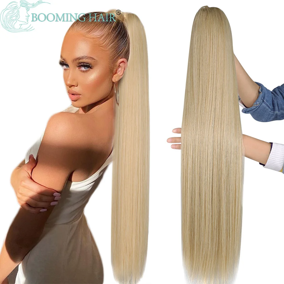 Top Trends: Long Straight Ponytail Synthetic 32 Inch Drawstring Pony Fiber Heat-Resistant Clip-In Hair Extension For Women Natural Looking Shoppable Styles