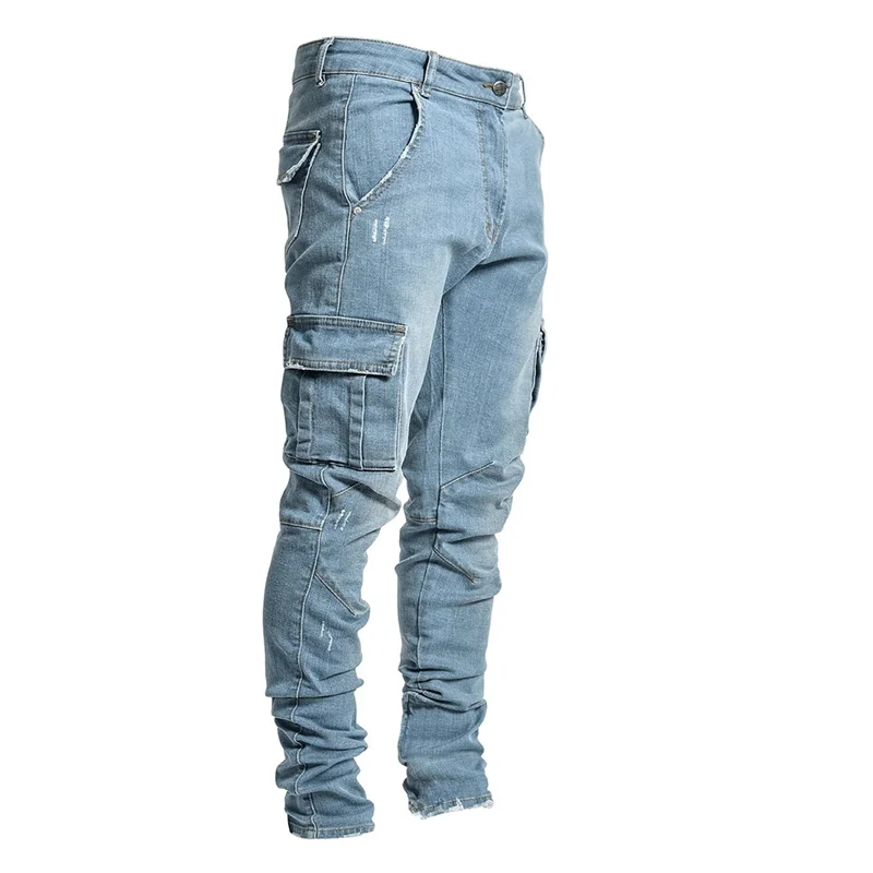 Top Trends: Men&#039;s Jeans Casual Cotton Jeans Multi-pocket Denim Cargo Pants Fashion Street Jeans Side Pockets Men&#039;s Pencil Pants Shoppable Styles