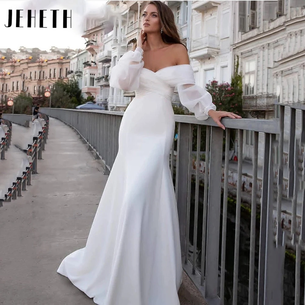 Top Trends: JEHETH Vintage Chiffion Mermaid Wedding Dresses 2024 Classic Off Shoulder Bridal Gowns Lace Fuff Sleeves Vestido De Novia 2024 Shoppable Styles