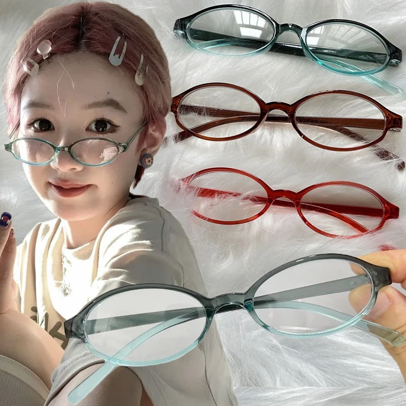 Top Trends: Red Green Oval Frame Glasses Women Girls Y2K Retro Anti Blue Light Eyewear Glass Computer Reading Eyeglasses Decorative Shoppable Styles