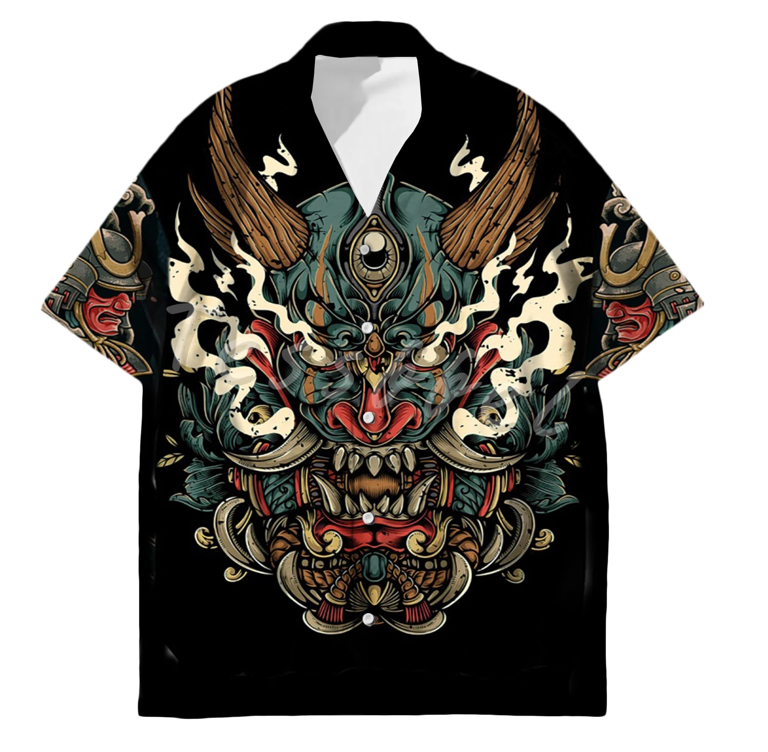 Top Trends: Japanese Tattoo Tessffel Samurai Hawaiian Men's Shirt Classic 3d Printing Large Size Shirts For Men Japan Harajuku Male Camisa Shoppable Styles - Image 2