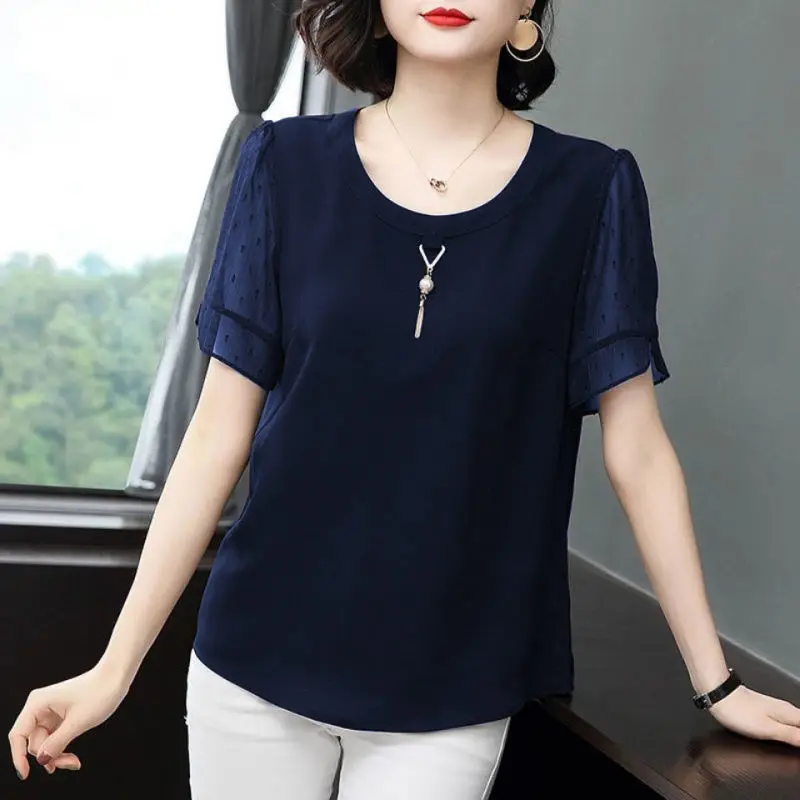 Top Trends: Casual Solid Color All-match Shirt Women's Clothing Loose Summer Chic Three-dimensional Decoration Stylish Short Sleeve Blouse Shoppable Styles - Image 2