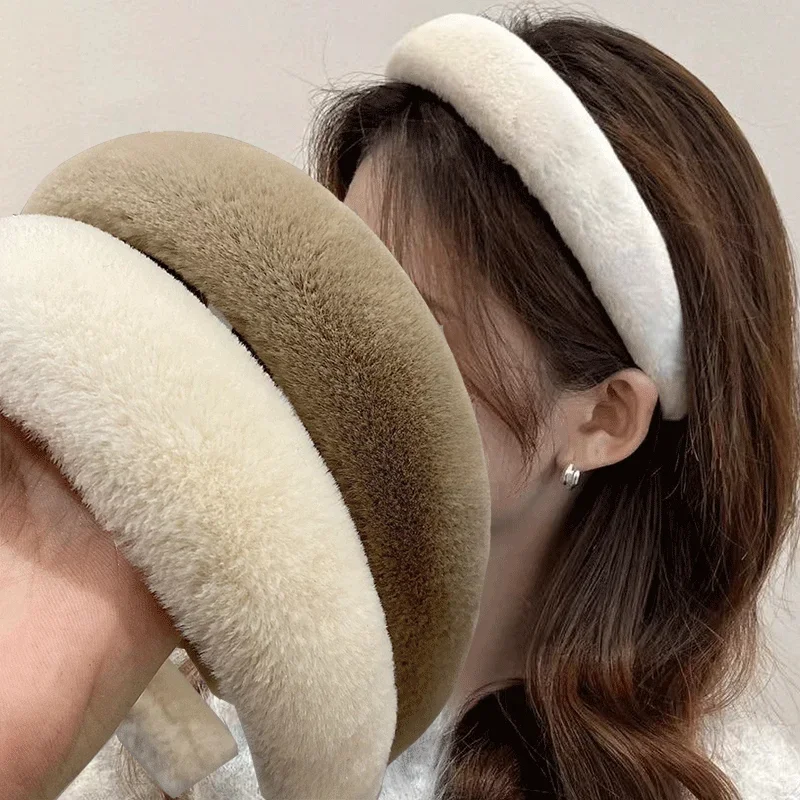 Top Trends: Winter Plush Sweet Retro Hairband Face Makeup Headband Women Girl Furry Hair Head Band Accessories Scrunchie Headdress Headwear Shoppable Styles