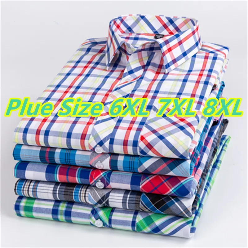 Top Trends: 100% Cotton Men Short Sleeve Shirt Summer Fashion Beach Style Travel Dating Casual Plaid Comfort Soft Thin Plus Size 7XL-8XL Shoppable Styles