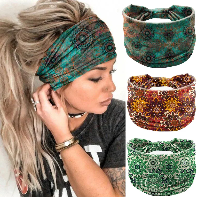 Top Trends: Bohemia Women Headpiece Stretch Turban Hair Accessories Headwear Yoga Run Bandage Hair Bands Headbands Wide Headwrap Shoppable Styles