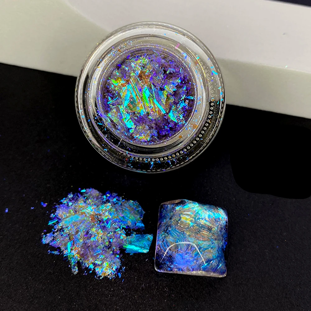 Top Trends: Aurora Crystal Opal Nail Powder Holographic Irregular Glitter Iridescent Sequins Rub Dust Mermaid Chameleon Flakes DIY Manicure Shoppable Styles